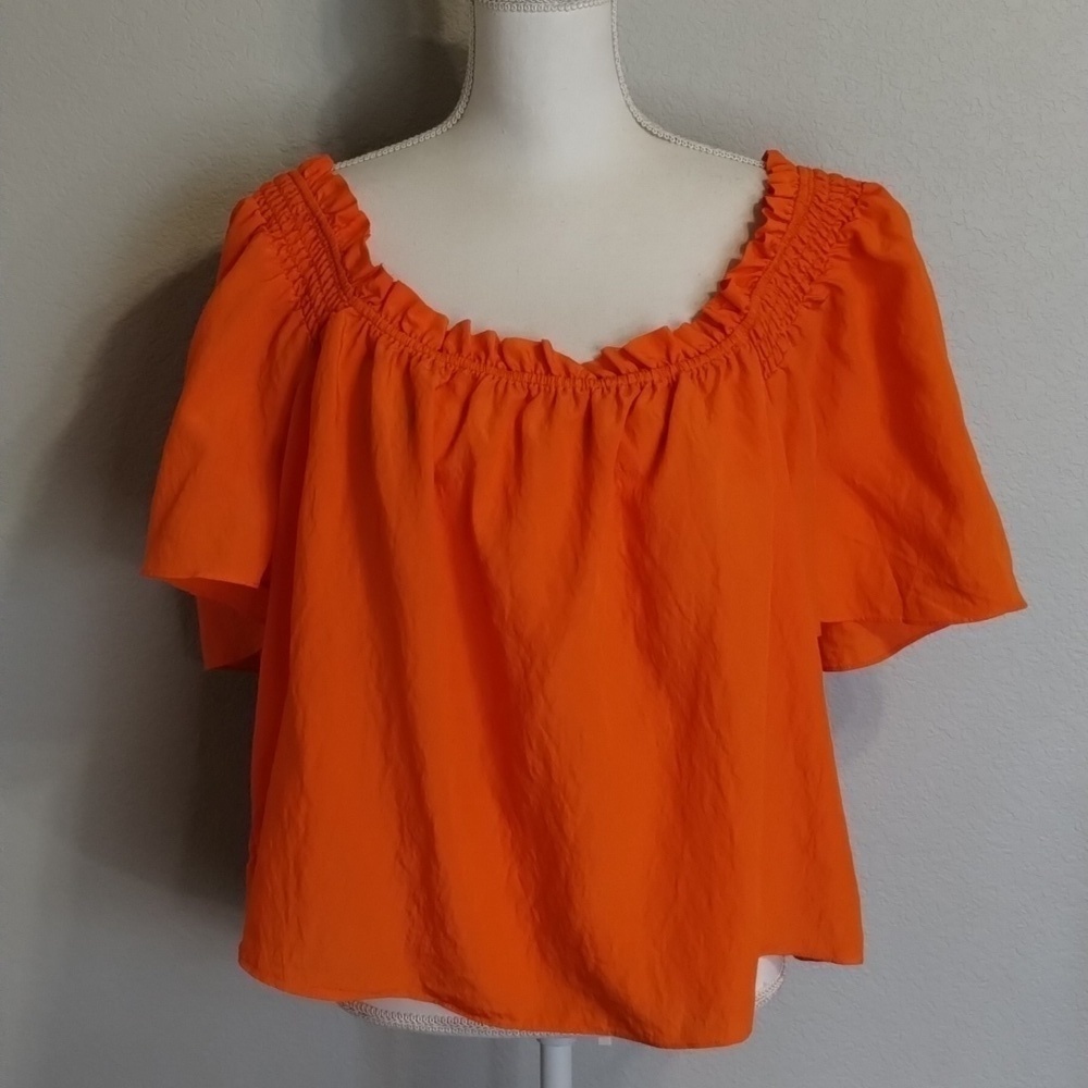ELOQUII blouse orange flutter sleeve cropped top size 20 Eloquii
